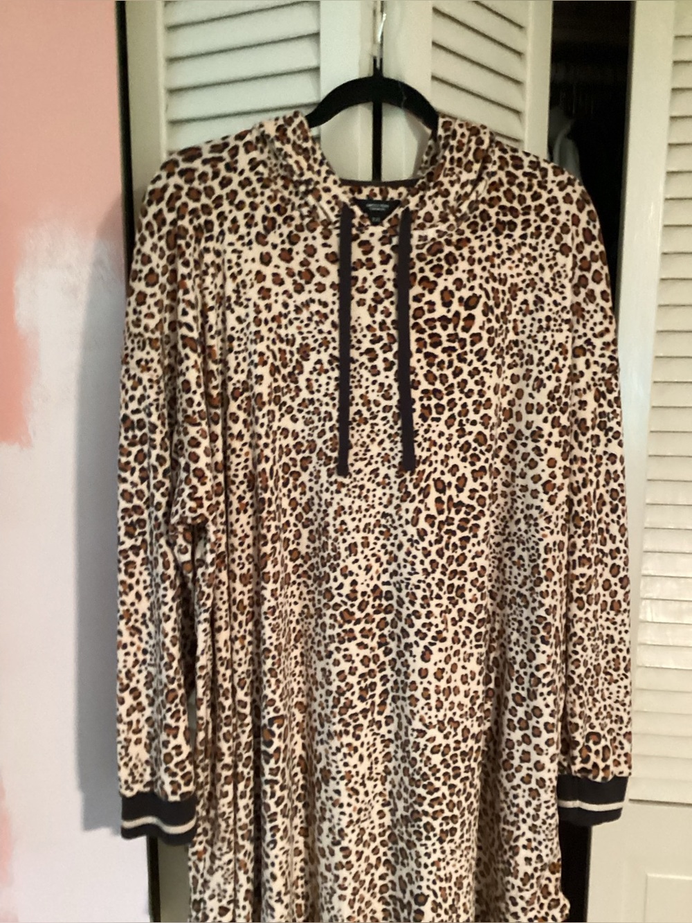 Simply Vera Vera Wang Leopard Print Hoodie Dress - Tan, Brown, Black